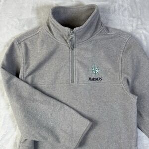 Seattle Mariners Kids 1/4 Zip Sweatshirt Youth Large Grey Fleece Embroidered